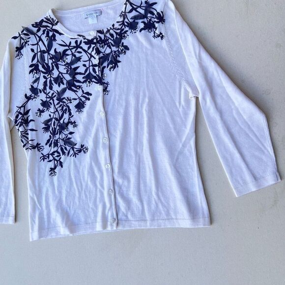 Garnet Hill 100% Merino wool sweater romantic chic luxury cream size L - Picture 4 of 10